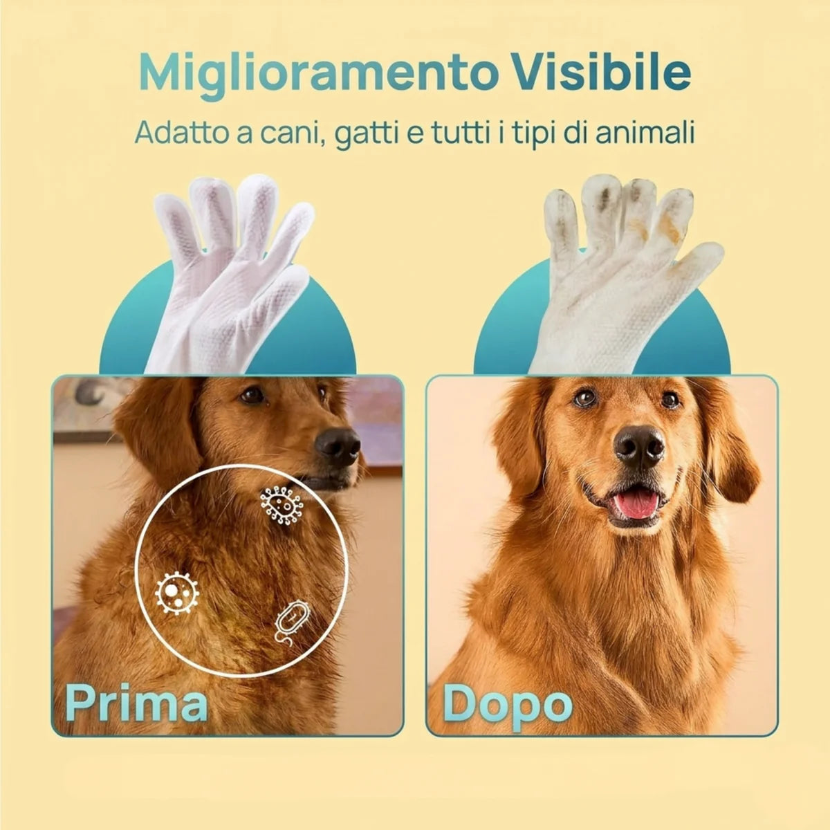 Guanti Detergenti Senza Risciacquo per Cani e Gatti