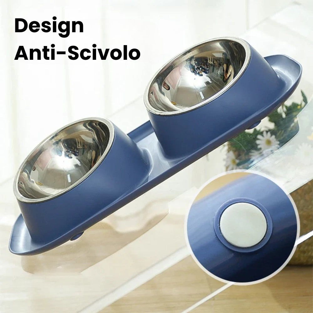 Ciotola Doppia Anti Scivolo per Cani e Gatti