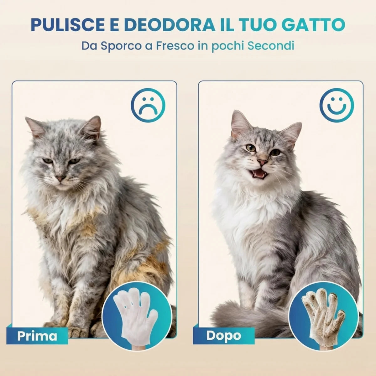 Guanti Detergenti Senza Risciacquo per Cani e Gatti