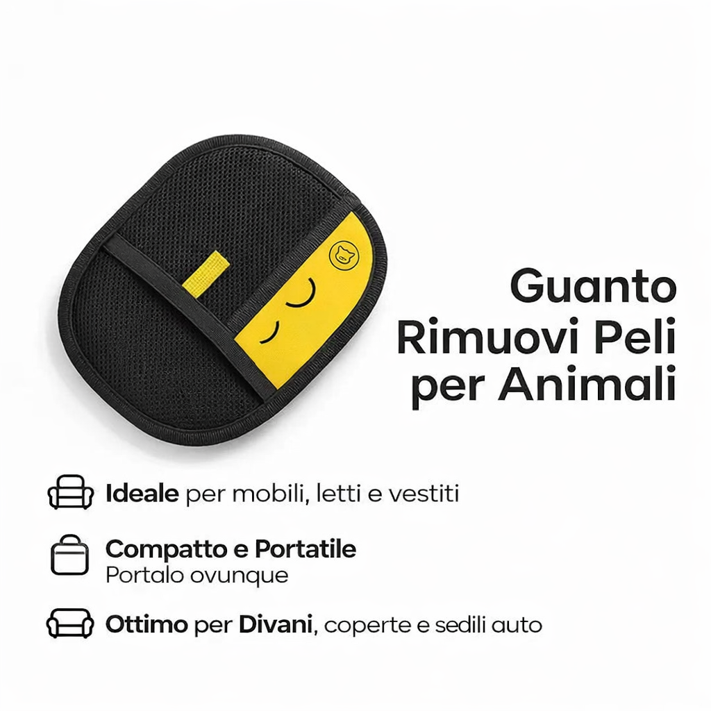 Guanto Rimuovi Peli Cane e Gatto - Soluzione immediata per ogni tipo di tessuto